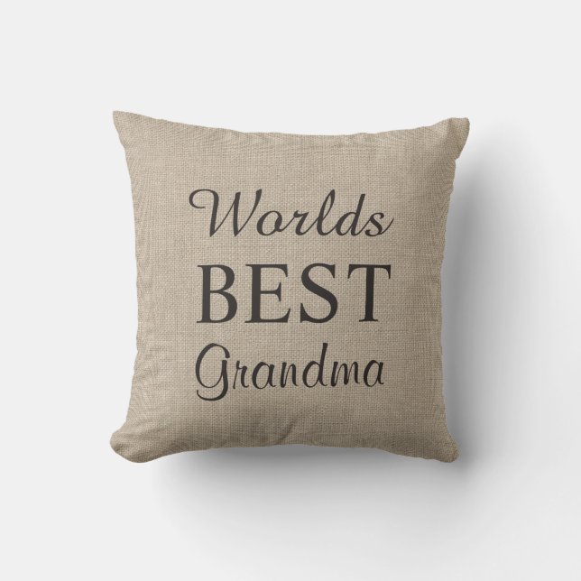 Wereld beste oma Pillow op Burlap Kussen (Voorkant)