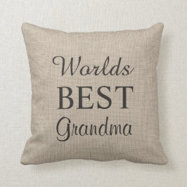 Wereld beste oma Pillow op Burlap Kussen