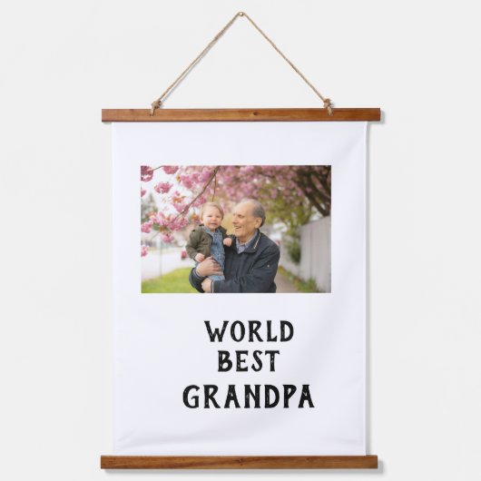 Wereld beste opa foto naam vaderdag opa hangend wandkleed (Voorkant)