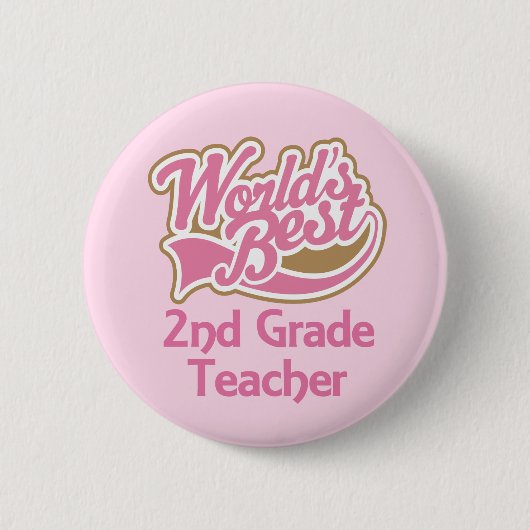 Wereld beste tweede klas leraar ronde button 5,7 cm (Voorkant)