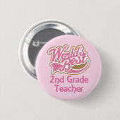 Wereld beste tweede klas leraar ronde button 5,7 cm (Voorkant /achterkant)