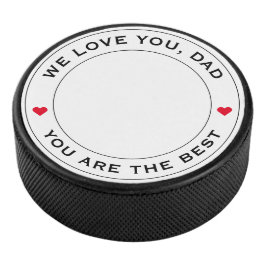 Wereld Beste vader Foto Harde Rode Witte Tekst Hockey Puck