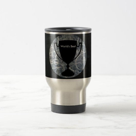 'Wereld beste' zwarte & witte trofee afdrukken Reisbeker (Center)