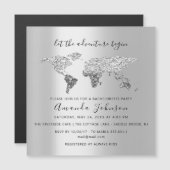 Wereld Bestemmingskaart Afstuderen Bridal Wedding  Magnetische Uitnodiging (Voorkant / Achterkant)