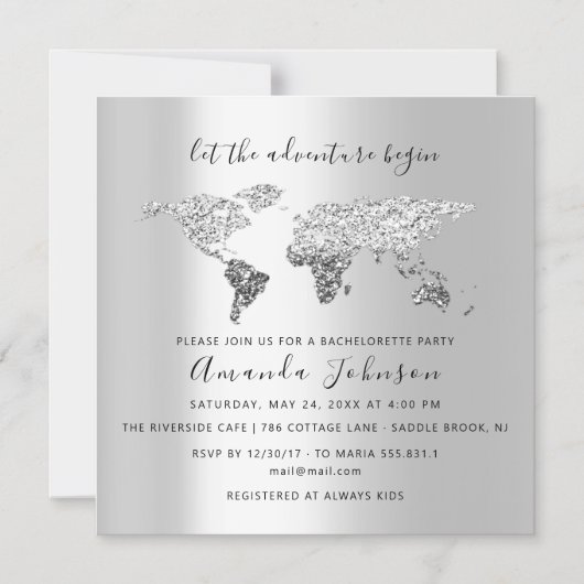 Wereld Bestemmingskaart Afstuderen Bridal Wedding  Magnetische Uitnodiging (Voorkant)