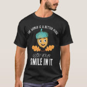 "Wereld beter met je glimlach" Lachende eikel T-shirt (Voorkant)