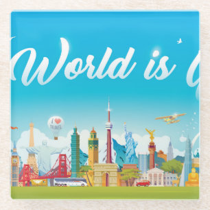 Wereld Bezienswaardigheden: Reis  Set Glazen Onderzetter