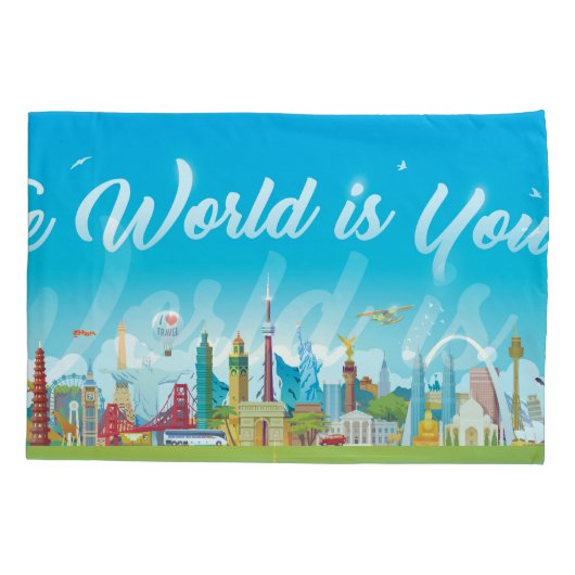 Wereld Bezienswaardigheden: Reis  Set Kussensloop (Achterkant)