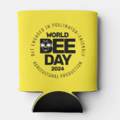 Wereld Bijendag Geel Zwart Pollinator Blikjeskoeler (Achterkant)