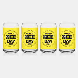 Wereld Bijendag Geel Zwart Pollinator Blikvorm Glas