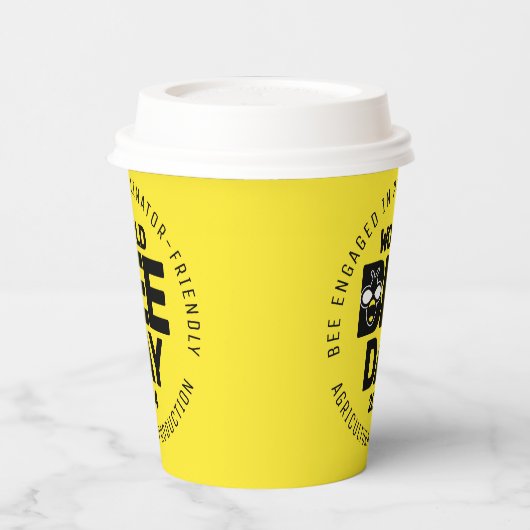 Wereld Bijendag Geel Zwart Pollinator Papieren Bekers (Links)