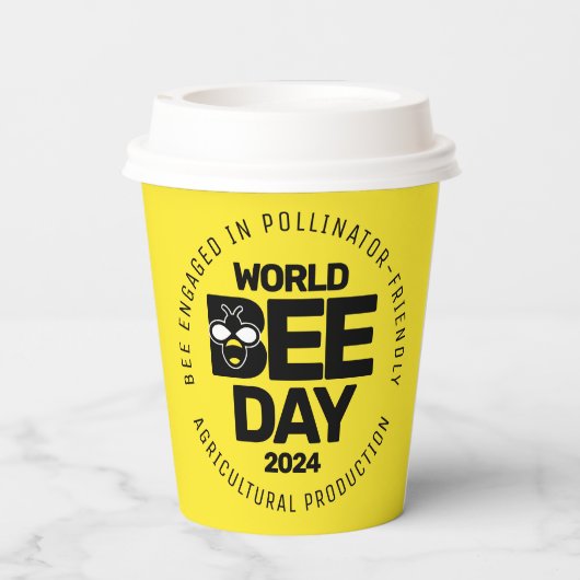 Wereld Bijendag Geel Zwart Pollinator Papieren Bekers (Achterkant)