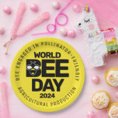 Wereld Bijendag Geel Zwart Pollinator Papieren Bordje (Feest)