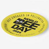 Wereld Bijendag Geel Zwart Pollinator Papieren Bordje (Gekanteld)