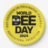 Wereld Bijendag Geel Zwart Pollinator Papieren Bordje (Voorkant)