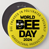 Wereld Bijendag Geel Zwart Pollinator Ronde Button 6,0 Cm (Voorkant /achterkant)