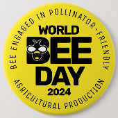 Wereld Bijendag Geel Zwart Pollinator Ronde Button 6,0 Cm (Voorkant)