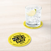 Wereld Bijendag Geel Zwart Pollinator Ronde Kartonnen Onderzetter (Insitu)