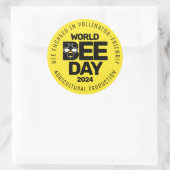Wereld Bijendag Geel Zwart Pollinator Ronde Sticker (Tas)