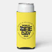 Wereld Bijendag Geel Zwart Pollinator Seltzer Blikjeskoeler (Seltzer Voorkant)