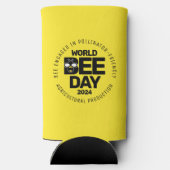 Wereld Bijendag Geel Zwart Pollinator Seltzer Blikjeskoeler (Achterkant)