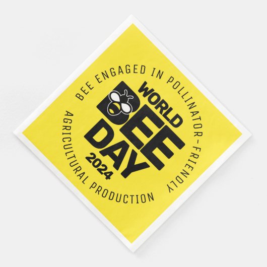 Wereld Bijendag Geel Zwart Pollinator Servet (Hoek)