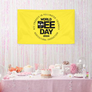 Wereld Bijendag Geel Zwart Pollinator Spandoek