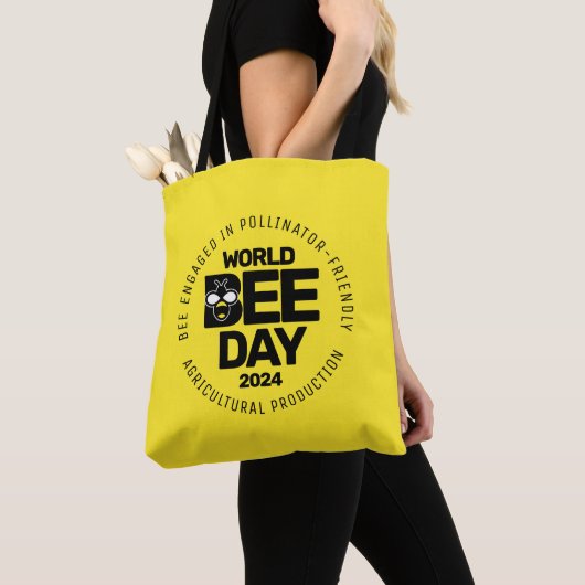 Wereld Bijendag Geel Zwart Pollinator Tote Bag (Dichtbij)