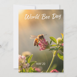 Wereld Bijendag Honingbij Bloemschildering Feestdagenkaart
