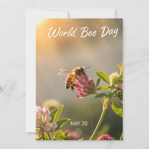 Wereld Bijendag Honingbij Bloemschildering Feestdagenkaart