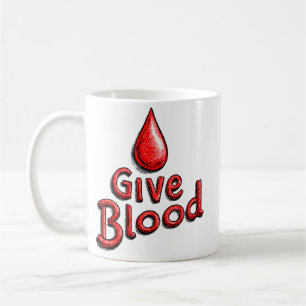 Wereld Bloeddonordag - Geef bloedtekst met druppel Koffiemok