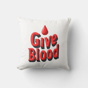 Wereld Bloeddonordag - Geef bloedtekst met druppel Kussen