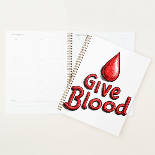Wereld Bloeddonordag - Geef bloedtekst met druppel Planner (Display)