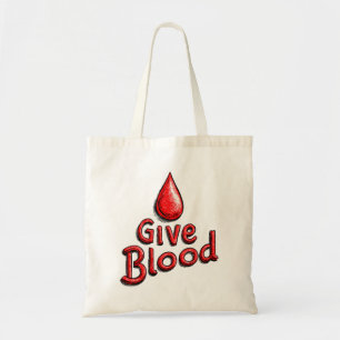 Wereld Bloeddonordag - Geef bloedtekst met druppel Tote Bag