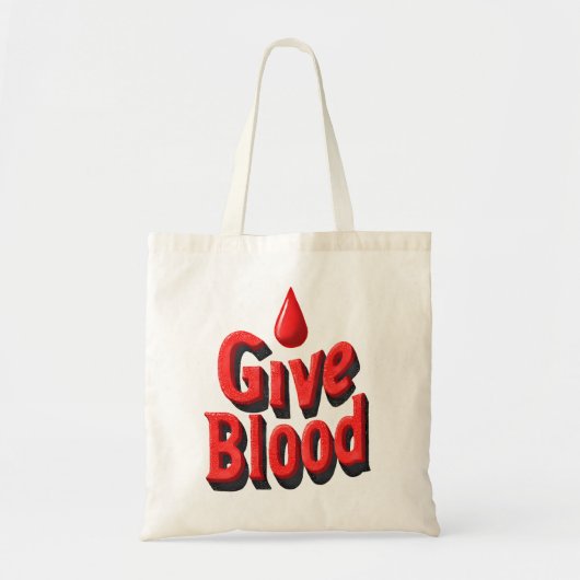 Wereld Bloeddonordag - Geef bloedtekst met druppel Tote Bag (Voorkant)