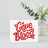 Wereld Bloeddonordag - Glossy Blood Donation Text Briefkaart (Staand voorkant)