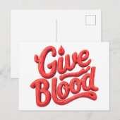 Wereld Bloeddonordag - Glossy Blood Donation Text Briefkaart (Voorkant / Achterkant)
