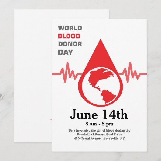 Wereld bloeddonordag Kaart (Voorkant / Achterkant)