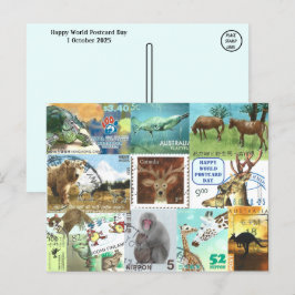 Wereld Briefkaart Dag - Dierenpostzegelcollage