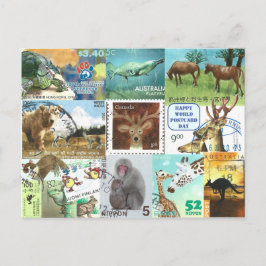 Wereld Briefkaart Dag - Dierenpostzegelcollage