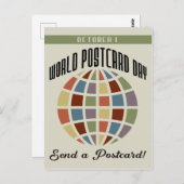 Wereld Briefkaart Dag met kleurrijke pleinen werel (Voorkant / Achterkant)