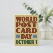 Wereld Briefkaart Dag met  typografie (Staand voorkant)