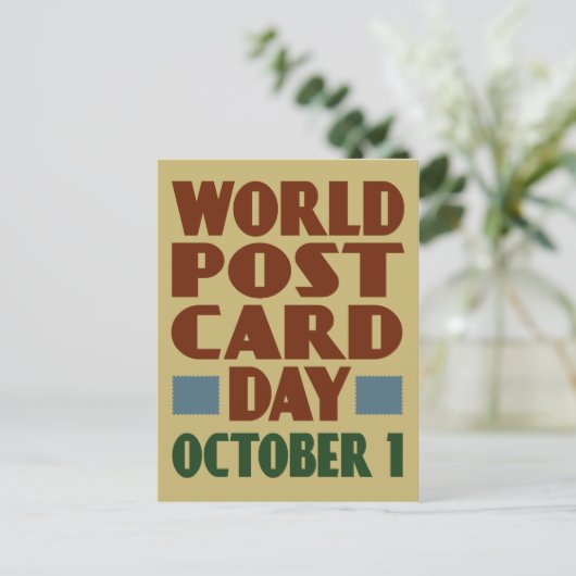 Wereld Briefkaart Dag met  typografie (Staand voorkant)