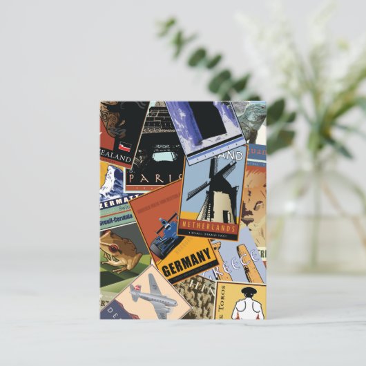 Wereld collage briefkaart (Staand voorkant)