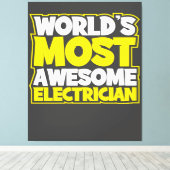 Wereld de Geweldige elektricien Canvas Afdruk (Insitu (Houten vloer))