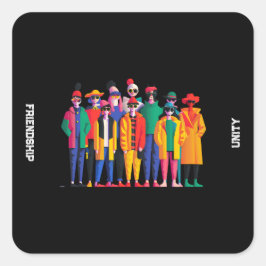 Wereld Denken Dag Vriendschap Eenheid Diversiteit Vierkante Sticker