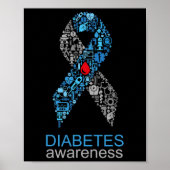 Wereld Diabetes Dag Diabetes Awareness Ribbon Poster (Voorkant)