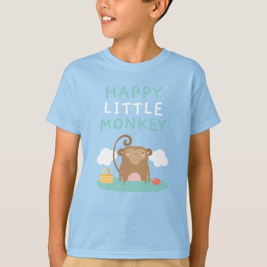 Wereld Dierendag - Happy Little Monkey T-shirt (Voorkant)
