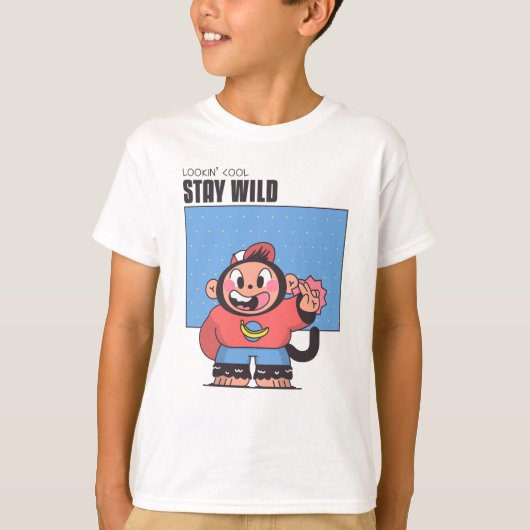 Wereld Dierendag - Lookin' Cool Stay Wild Monkey T-shirt (Voorkant)