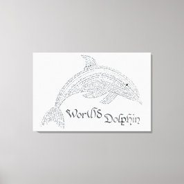 Wereld Dolfijn Canvas Print - met titel
